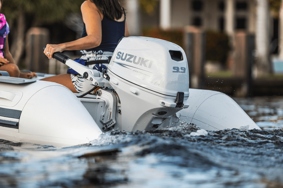 Suzuki 9.9 HP White in Use On Dinghy