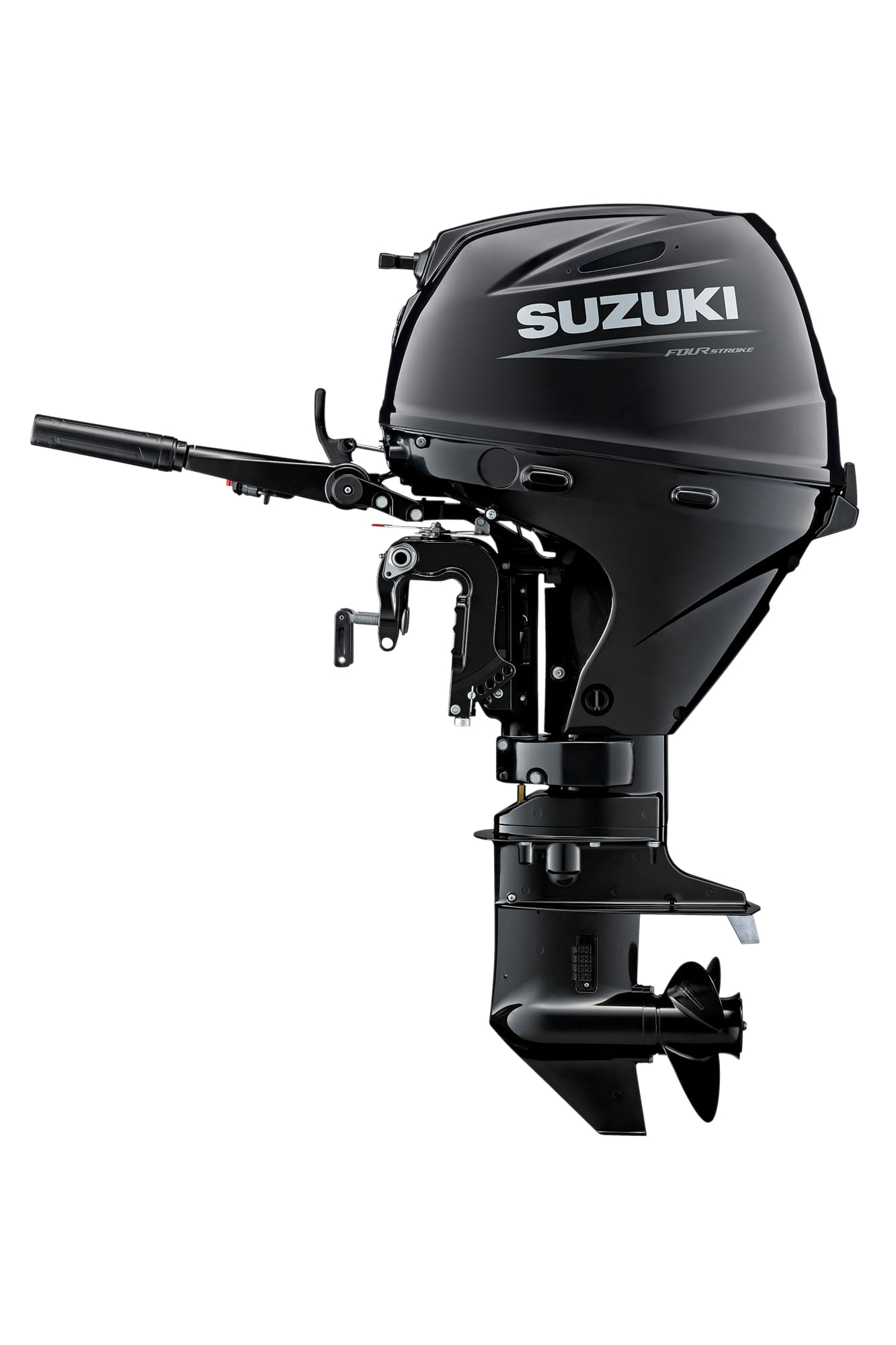 Suzuki 30 HP Black Tiller Side