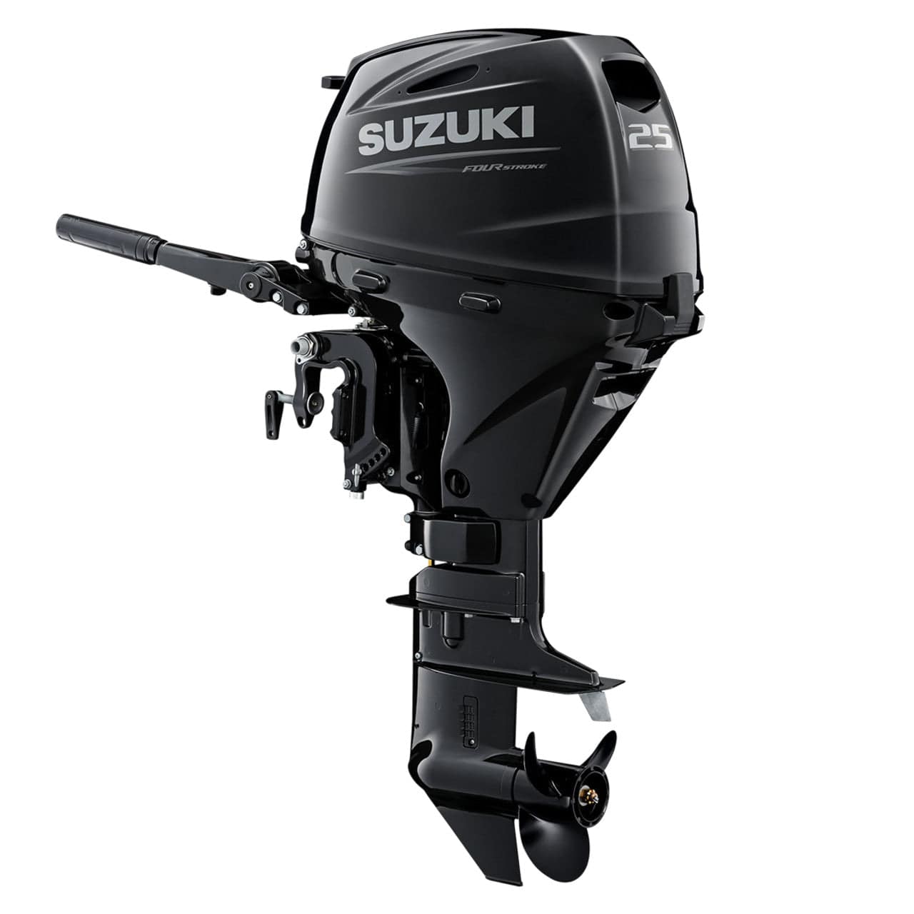 Suzuki 25 HP Black Tiller Diagonal